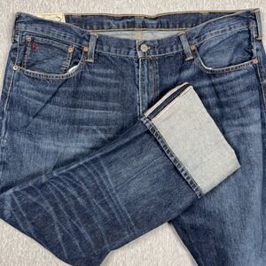 Polo Ralph Lauren Hampton Straight Red Line Selvedge Blue Denim Jeans Mens 40x32